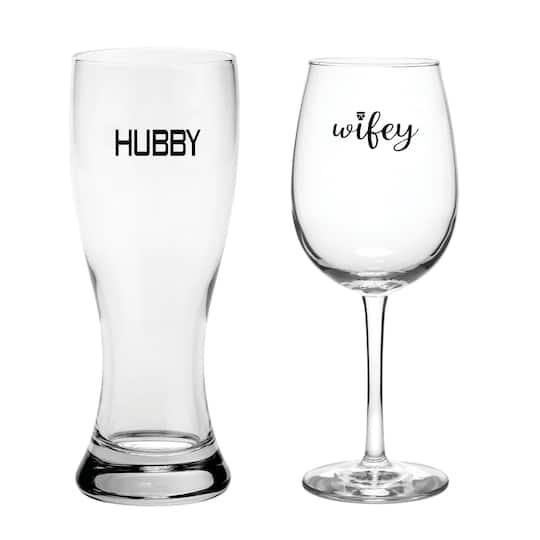 Hortense B. Hewitt Co. Wifey &#x26; Hubby Glass Set